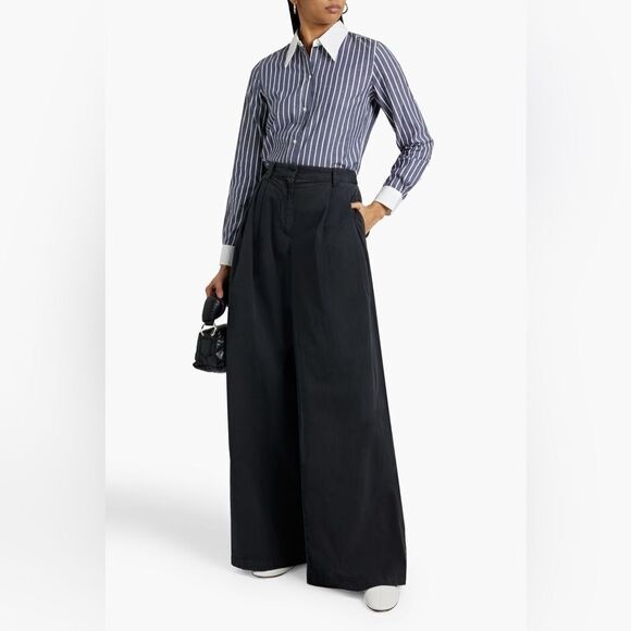 Nili Lotan $695 Flavie Wide Leg Pants in twill cotton blend - Picture 7 of 16